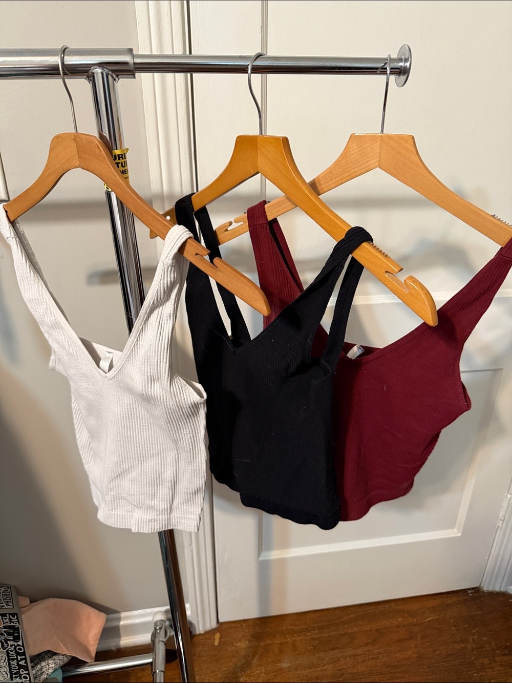 Women’s Ribbed V-Neck Tank Top - Black, Burgundy, Cream (NikiBiki)